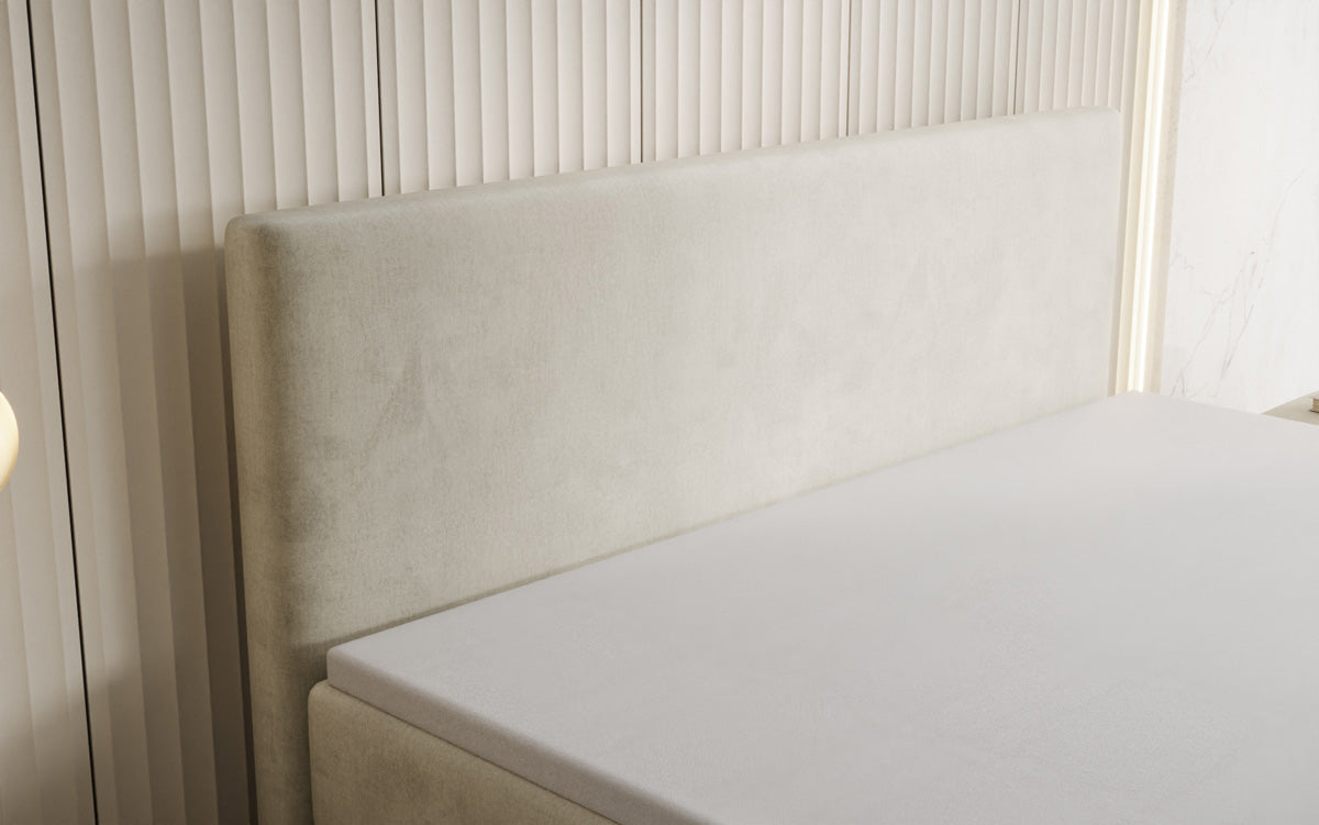 Kubo king box spring bed with storage in velvet