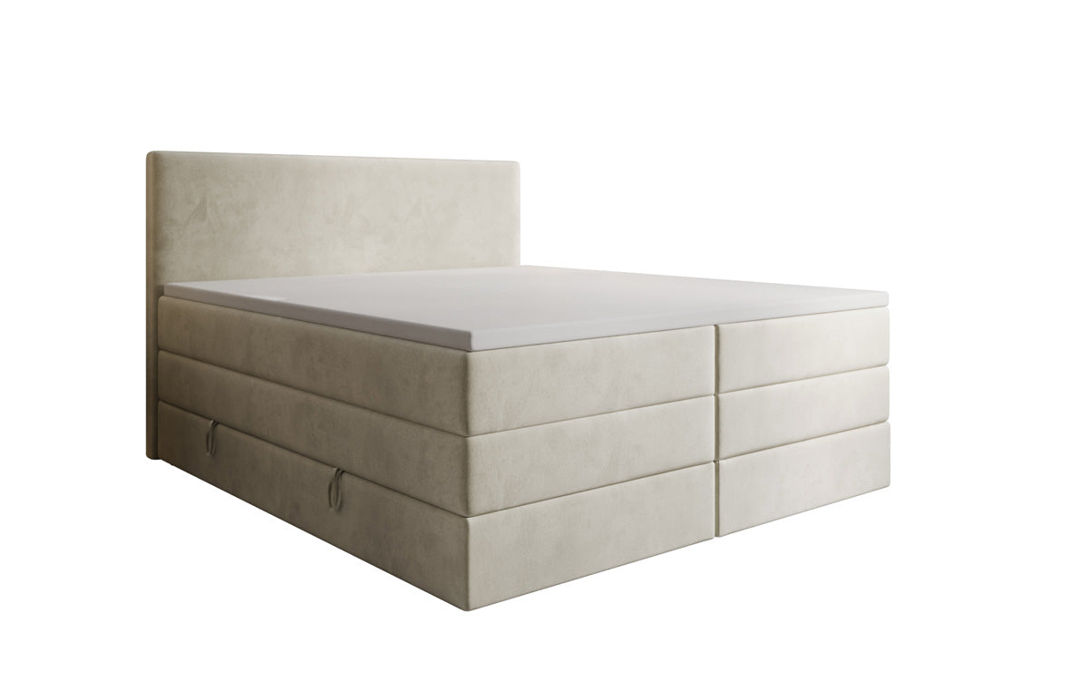Kubo king box spring bed with storage in velvet