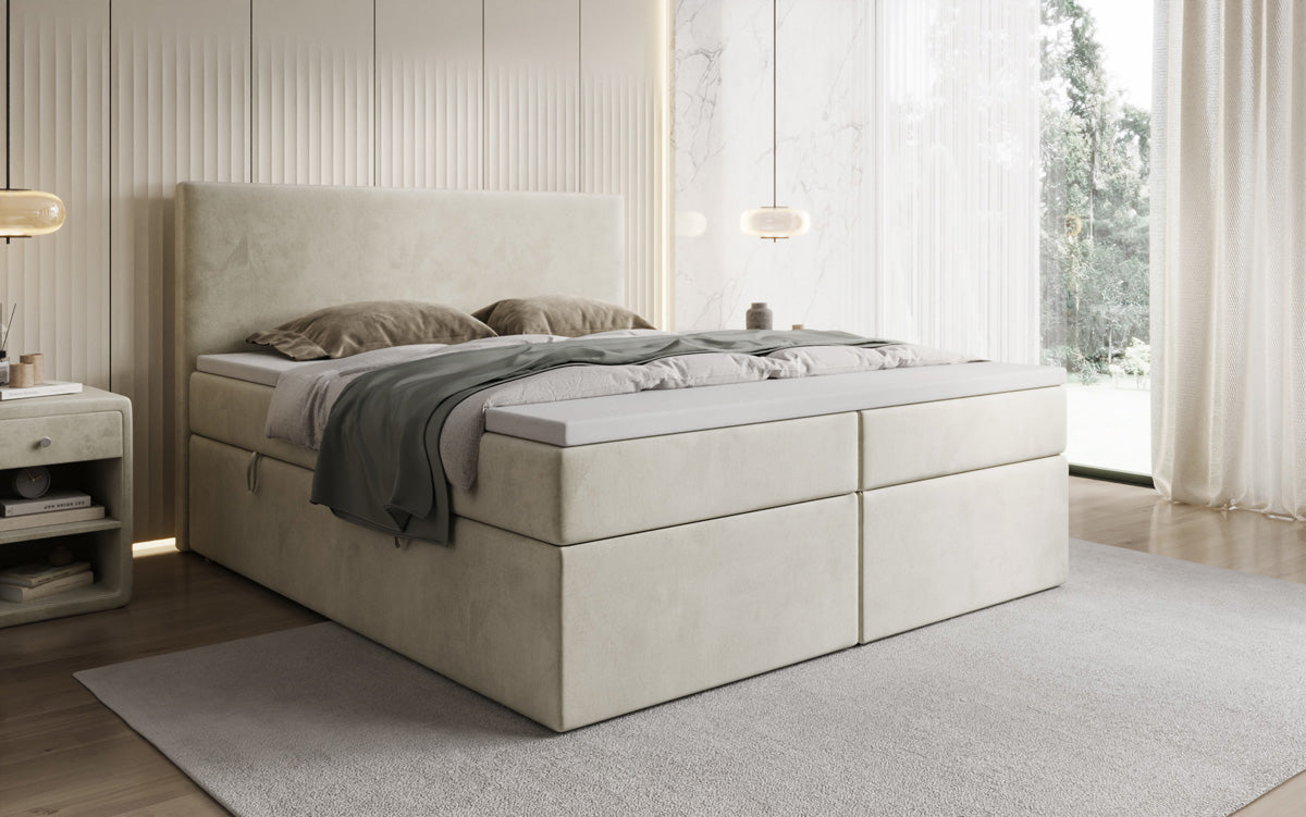Kubo box spring bed with storage in velvet