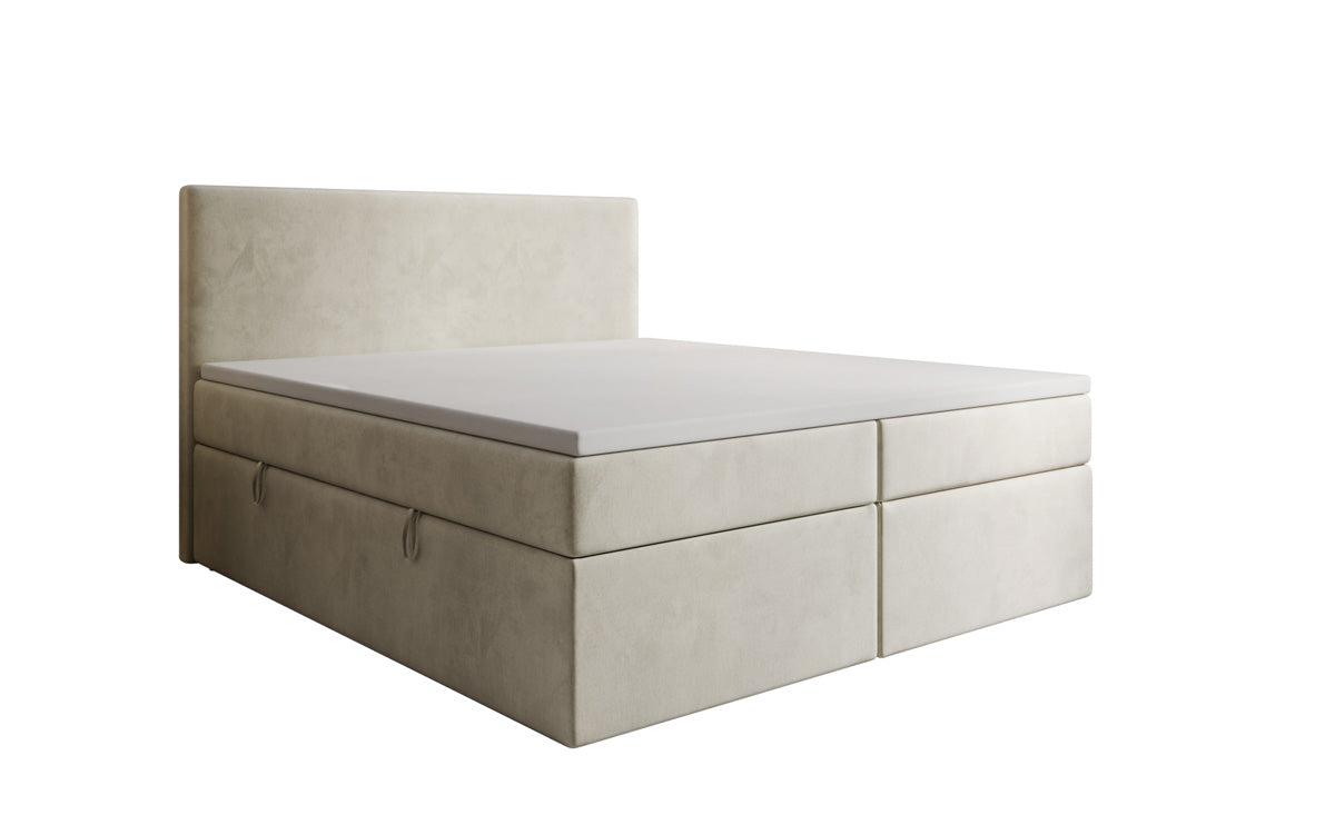 Kubo box spring bed with storage in velvet