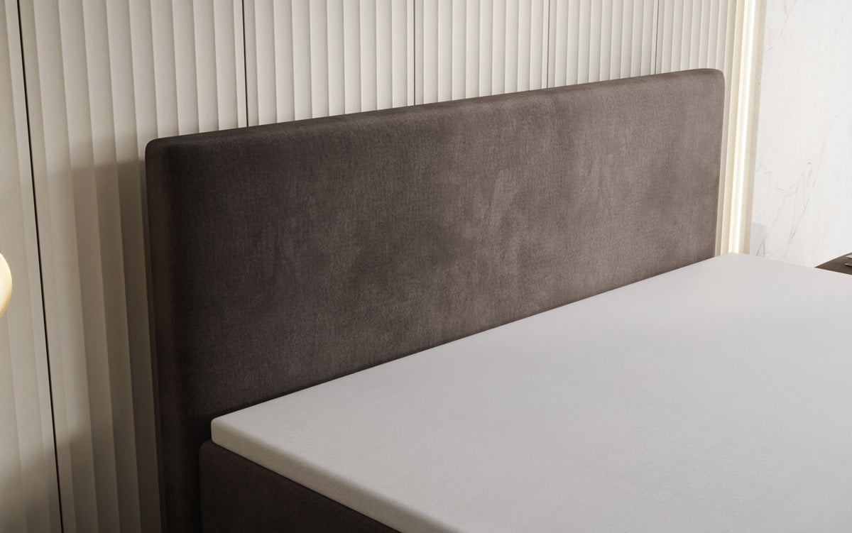 Kubo king box spring bed with storage in velvet