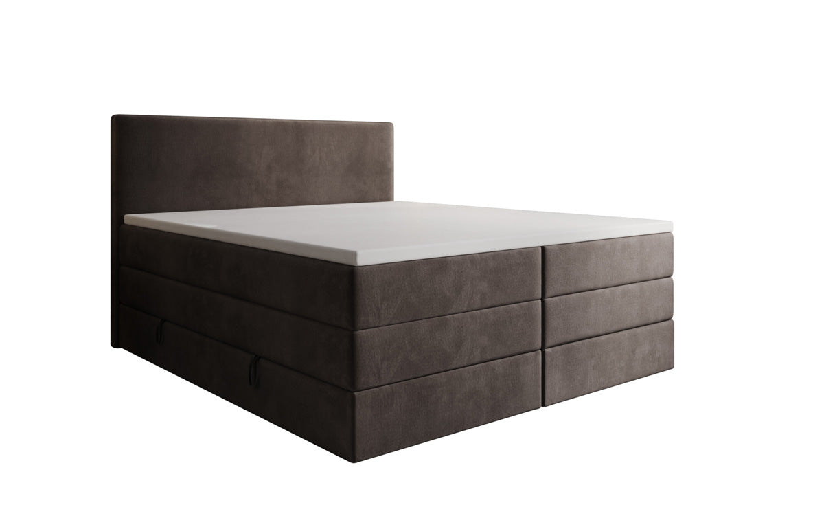 Kubo king box spring bed with storage in velvet