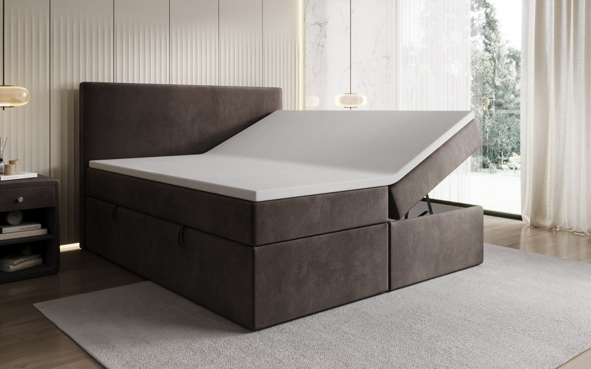 Kubo box spring bed with storage in velvet