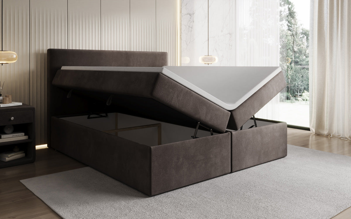 Kubo box spring bed with storage in velvet