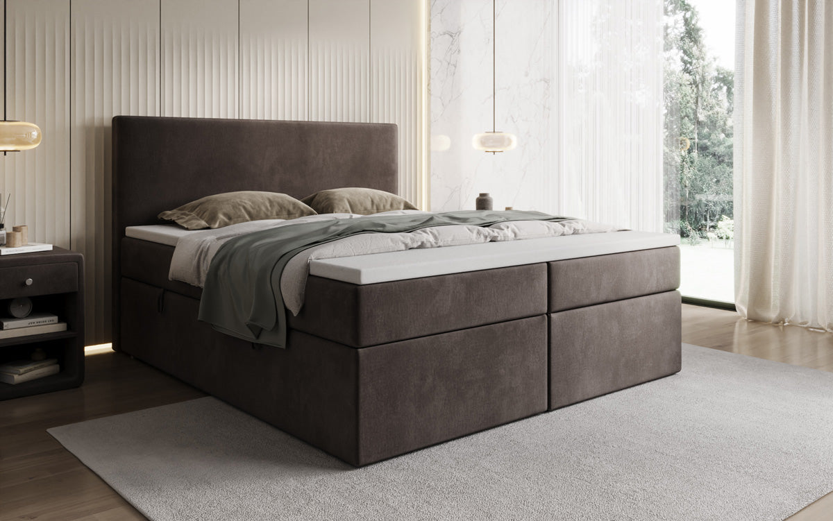 Kubo box spring bed with storage in velvet