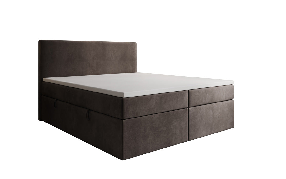 Kubo box spring bed with storage in velvet