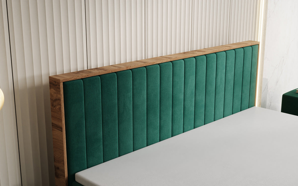 Box spring bed Timber Line with storage in velvet