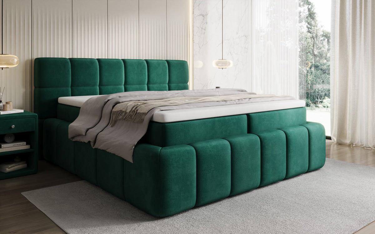 Bombo box spring bed with storage in velvet