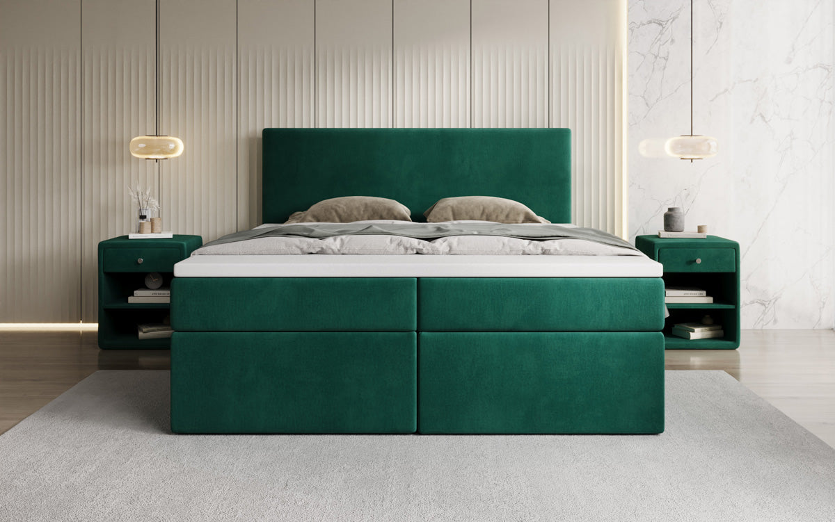 Kubo box spring bed with storage in velvet