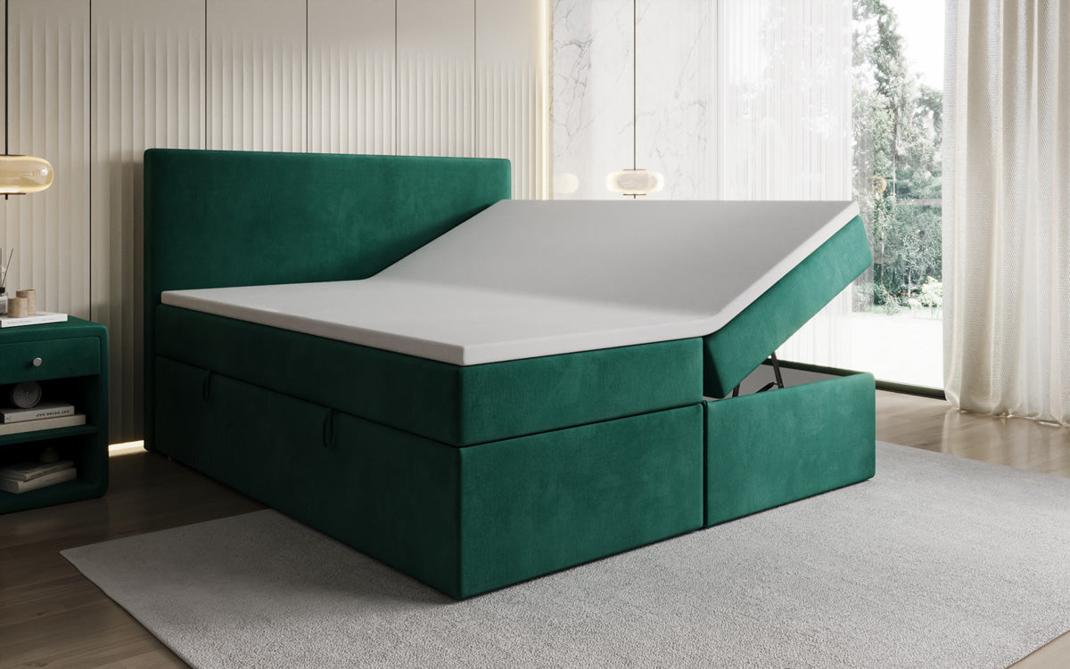 Kubo box spring bed with storage in velvet