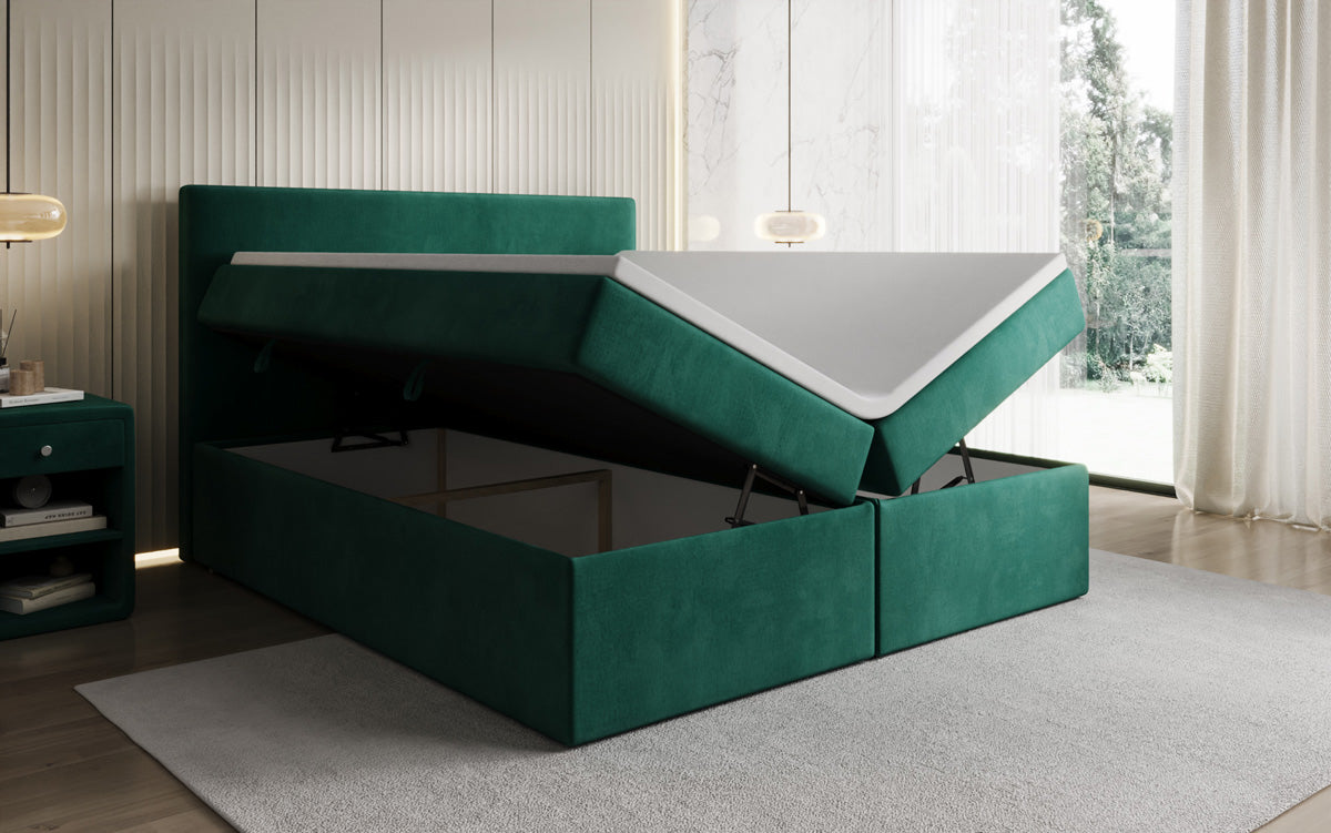 Kubo box spring bed with storage in velvet