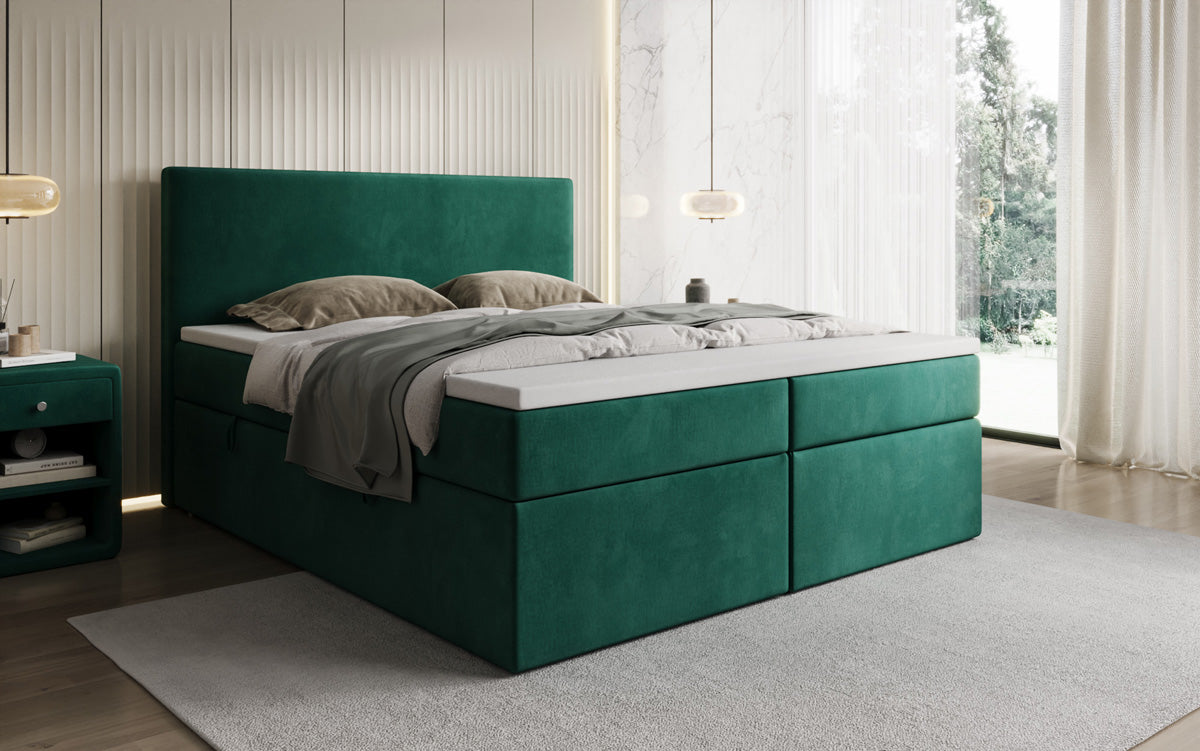 Kubo box spring bed with storage in velvet
