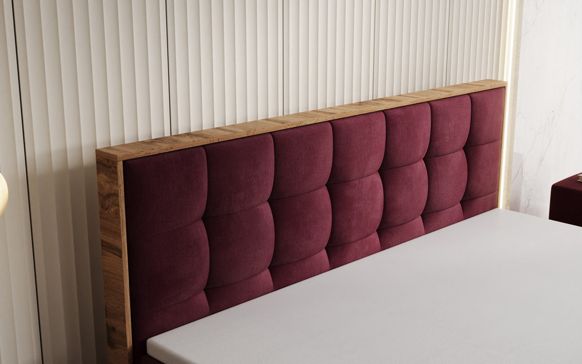 Box spring bed Timber Quad with storage in velvet