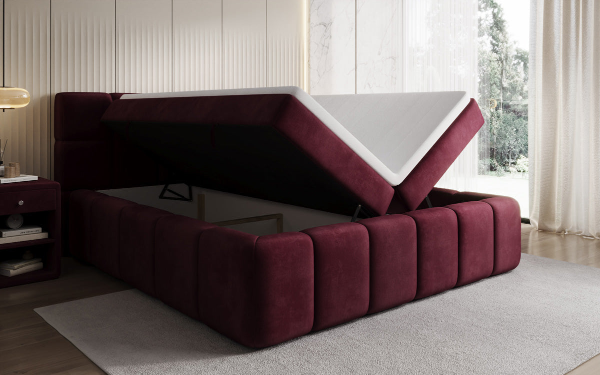 Bombo box spring bed with storage in velvet