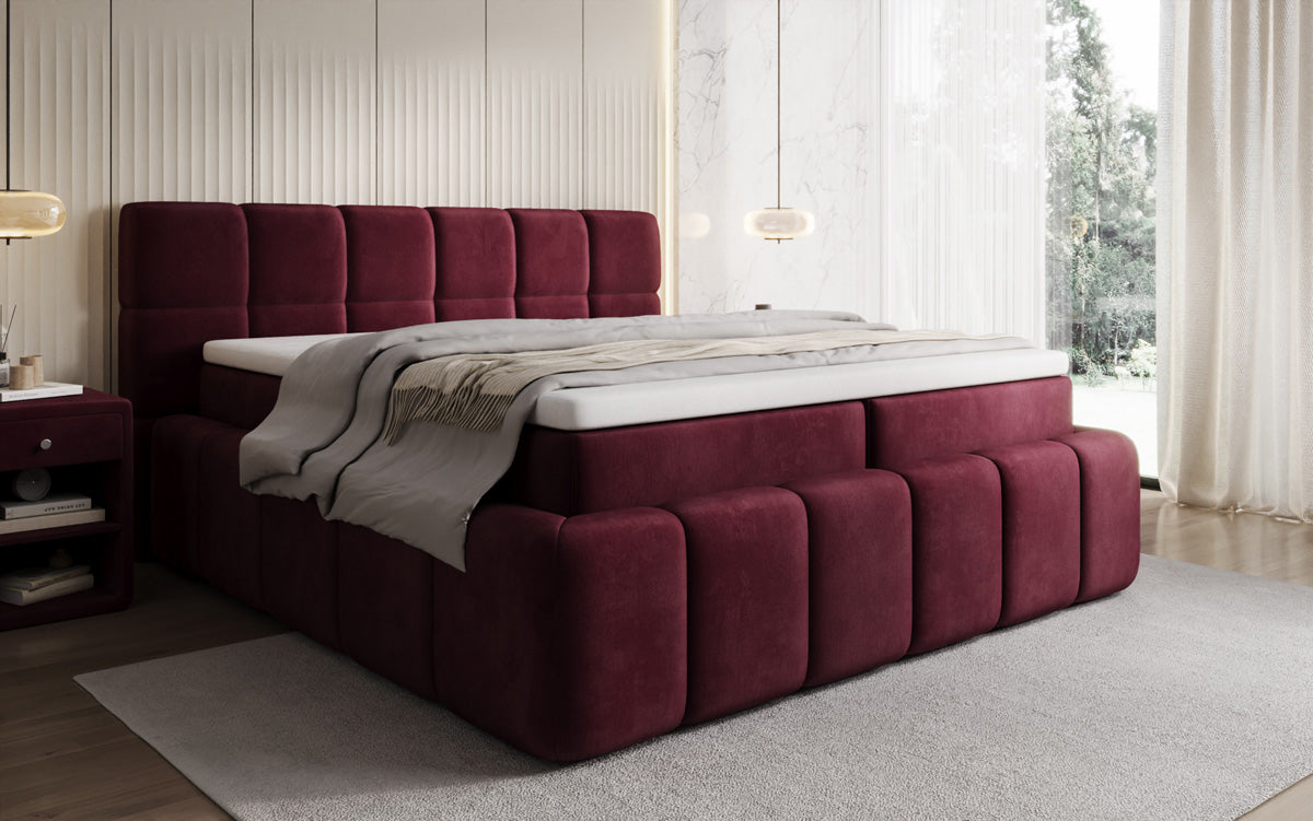 Bombo box spring bed with storage in velvet
