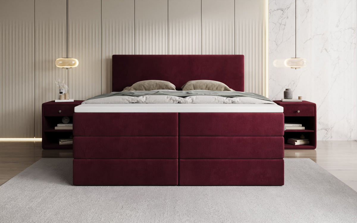Kubo king box spring bed with storage in velvet
