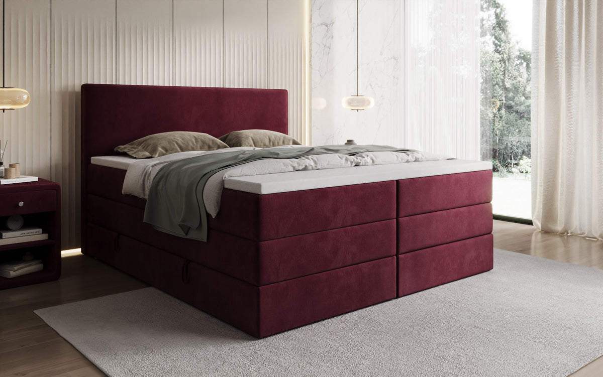 Kubo king box spring bed with storage in velvet