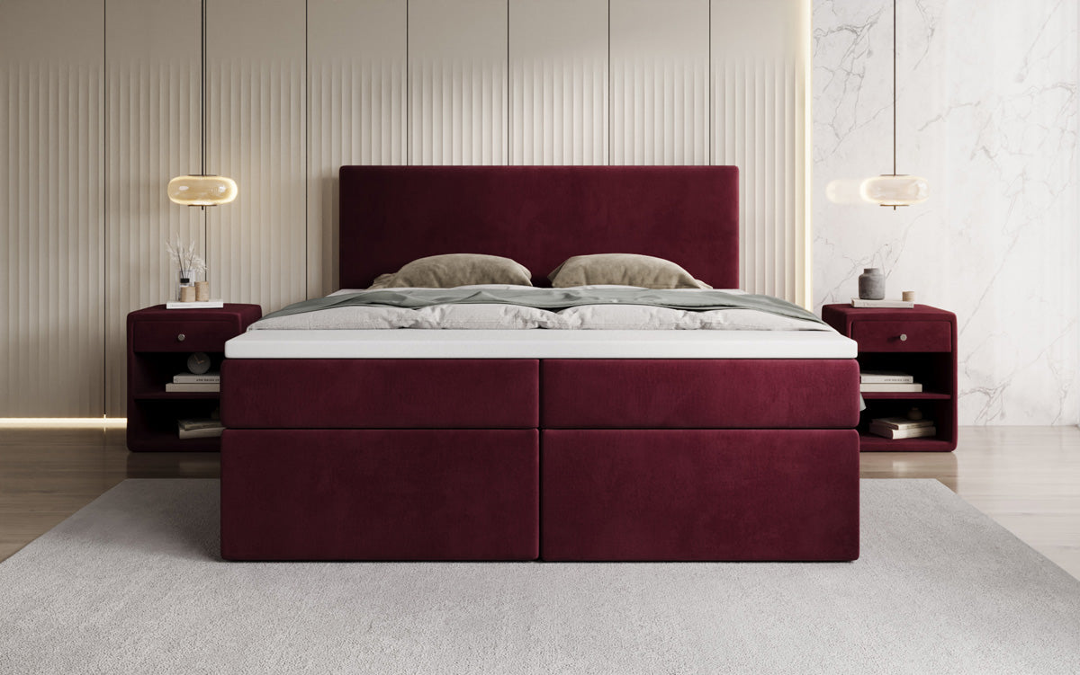 Kubo box spring bed with storage in velvet