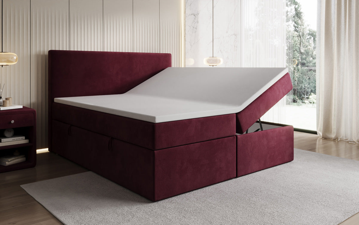 Kubo box spring bed with storage in velvet
