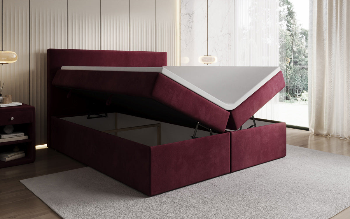 Kubo box spring bed with storage in velvet