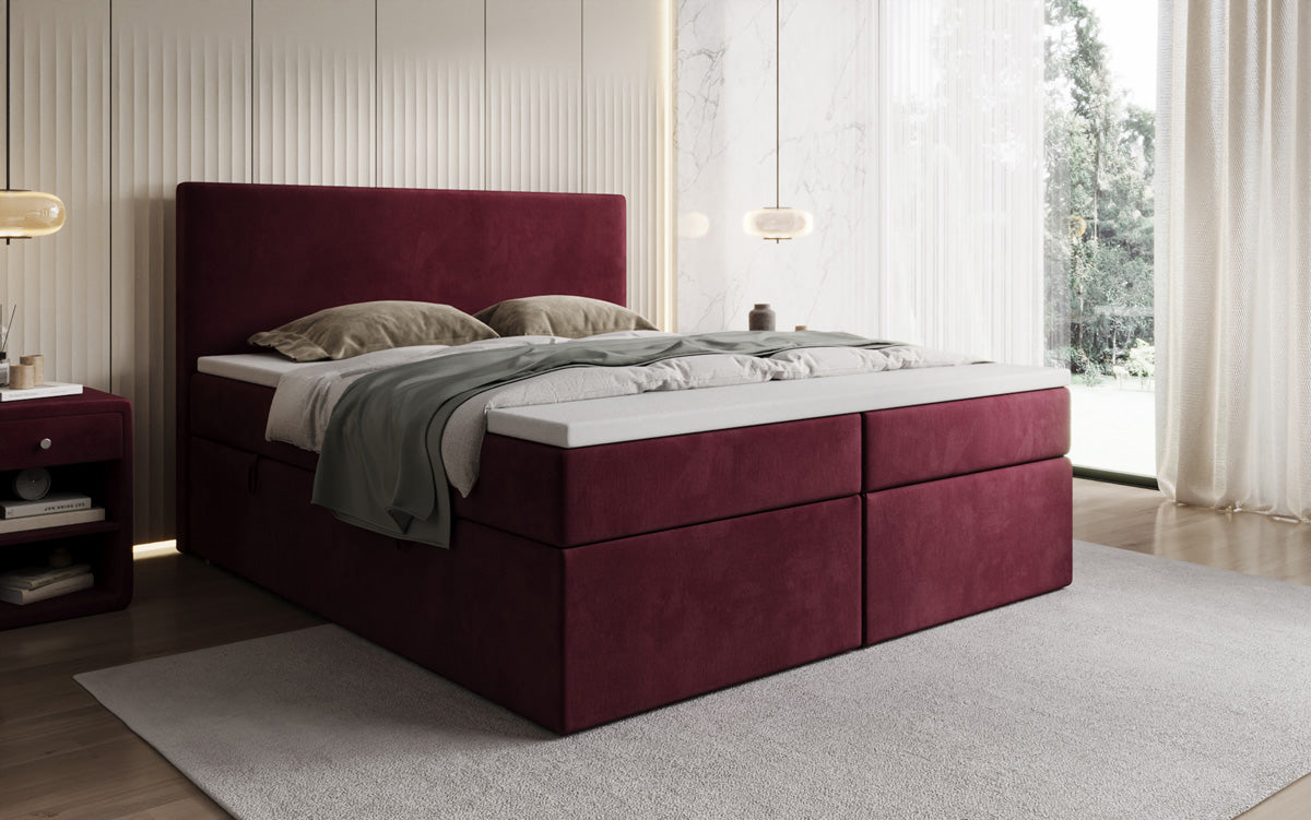 Kubo box spring bed with storage in velvet