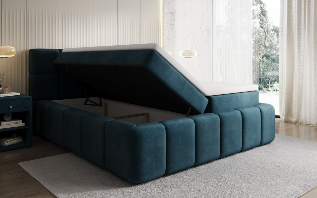 Bombo box spring bed with storage in velvet