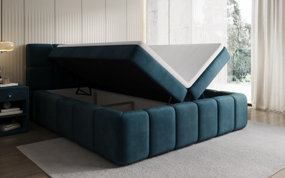 Bombo box spring bed with storage in velvet