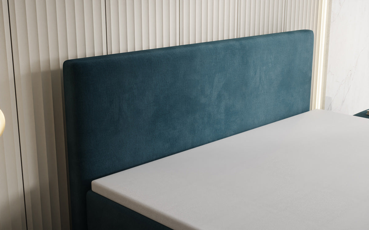 Kubo king box spring bed with storage in velvet