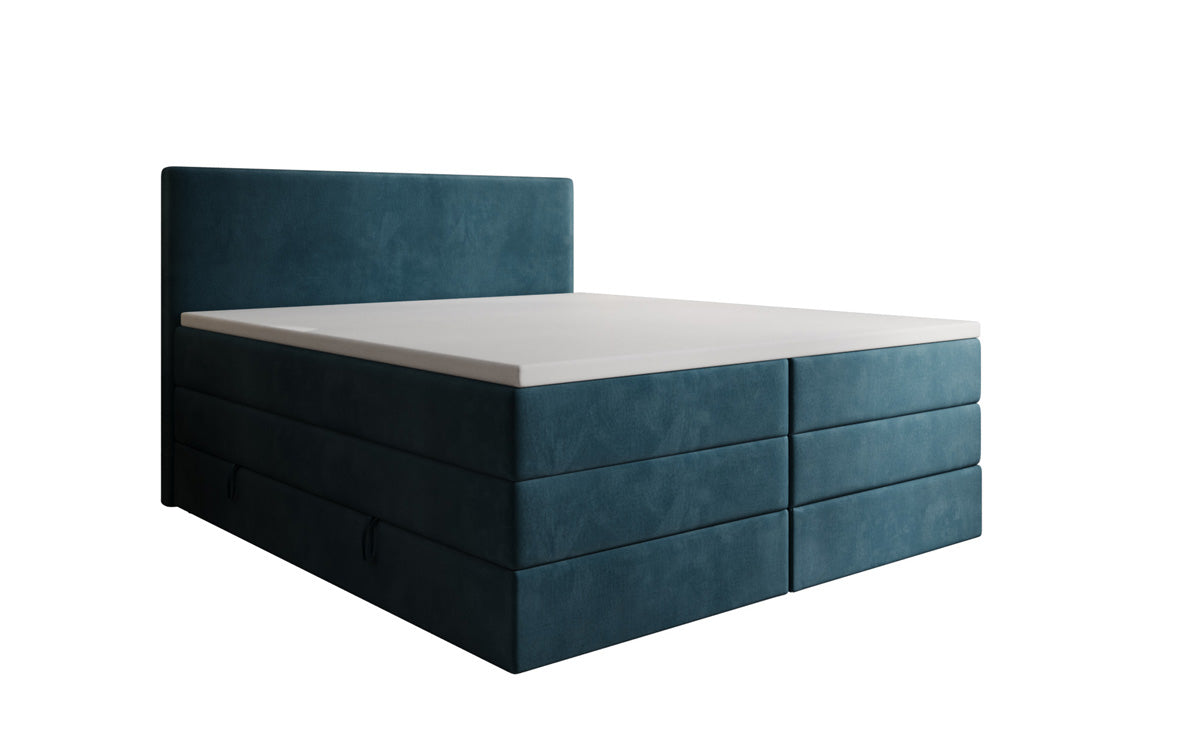 Kubo king box spring bed with storage in velvet
