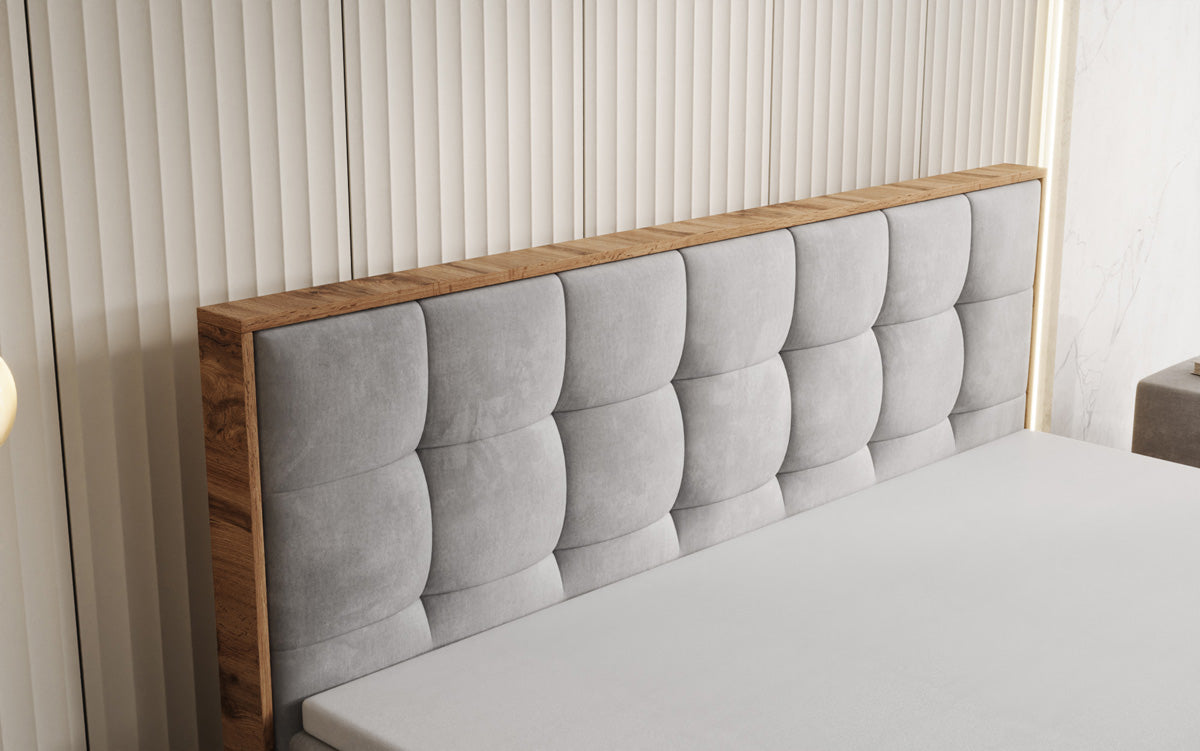 Box spring bed Timber Quad with storage in velvet
