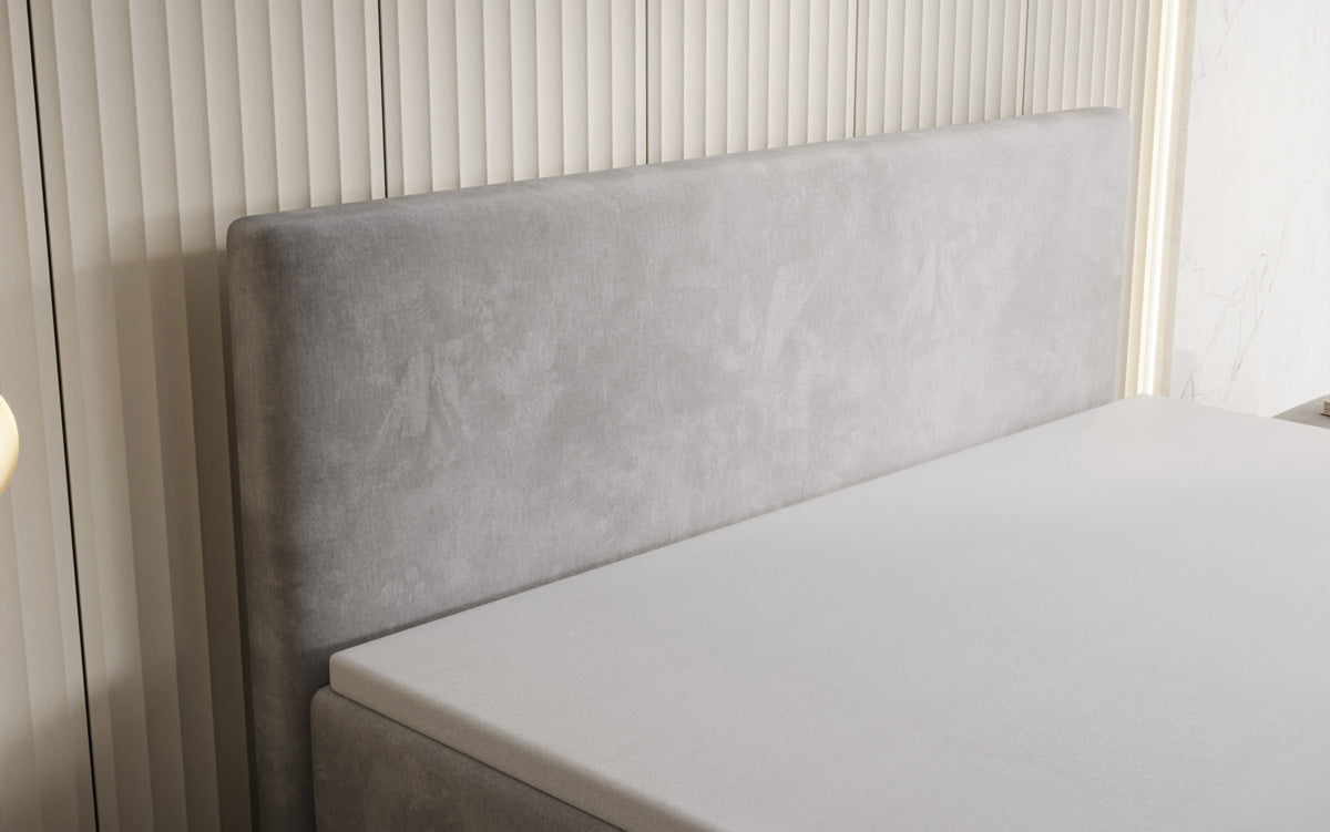 Kubo king box spring bed with storage in velvet