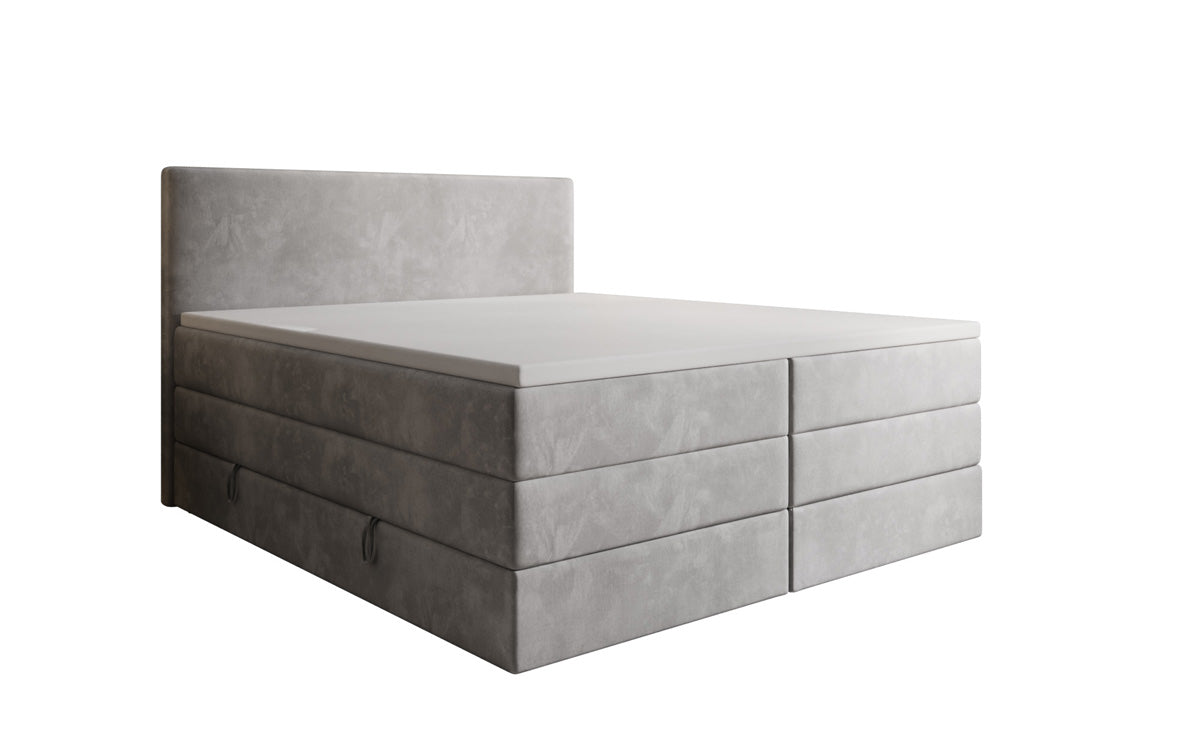 Kubo king box spring bed with storage in velvet