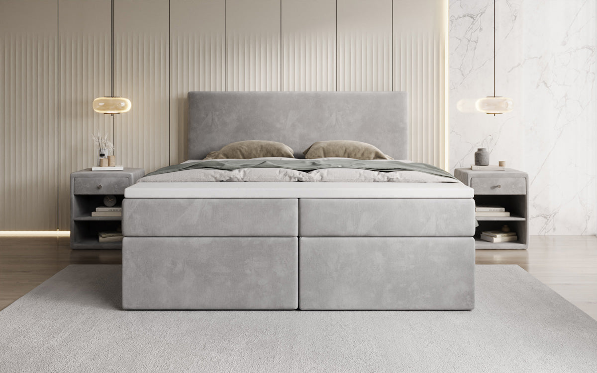 Kubo box spring bed with storage in velvet