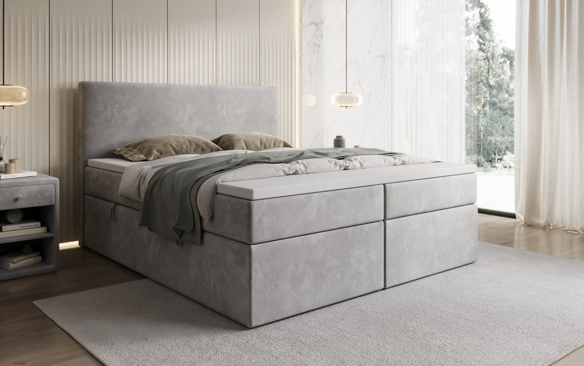 Kubo box spring bed with storage in velvet