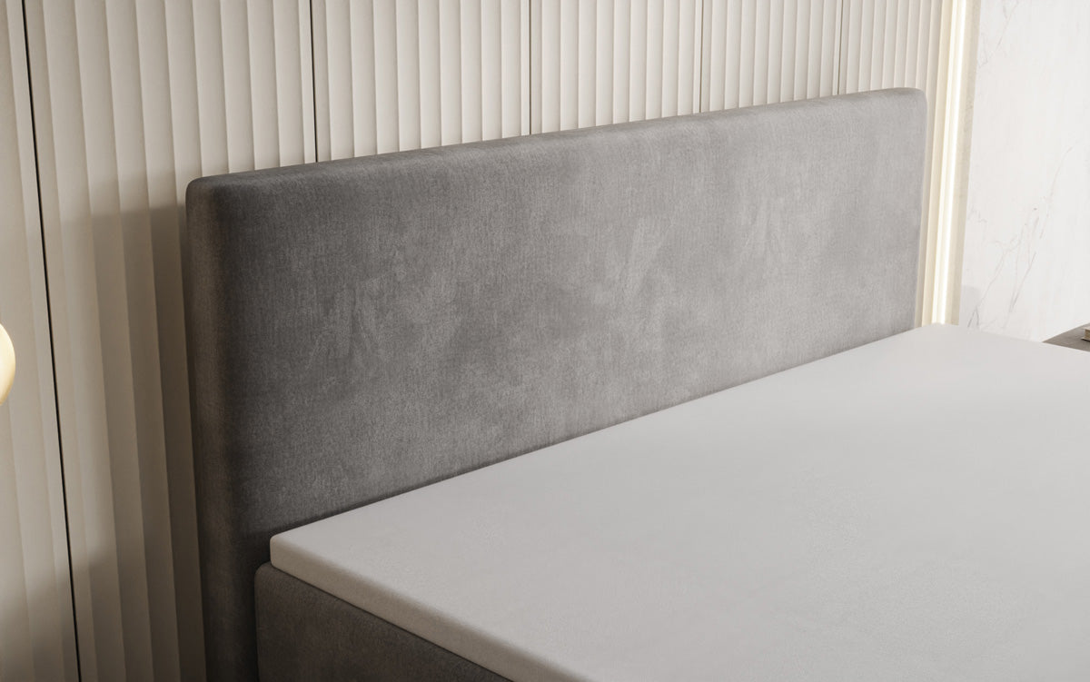 Kubo king box spring bed with storage in velvet