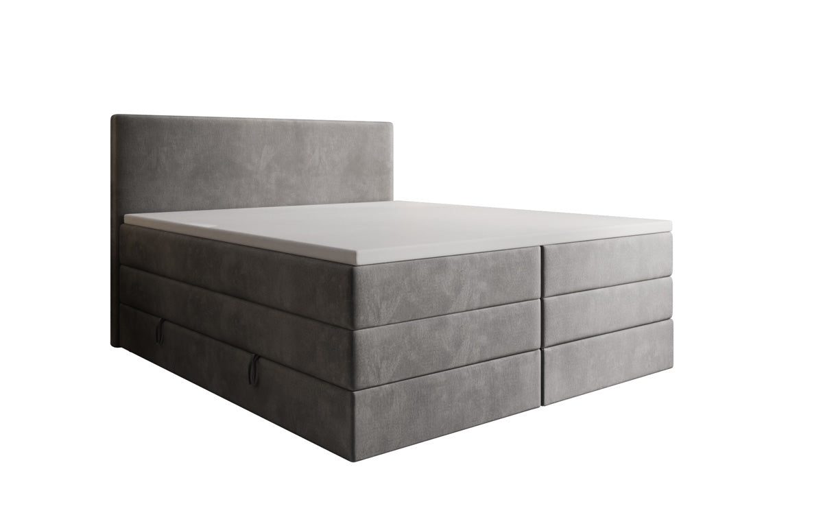 Kubo king box spring bed with storage in velvet