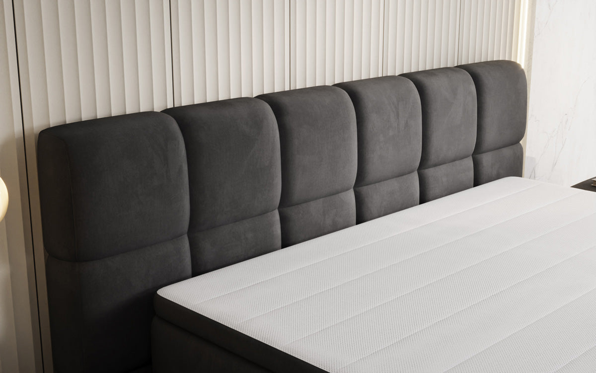 Bombo box spring bed with storage in velvet