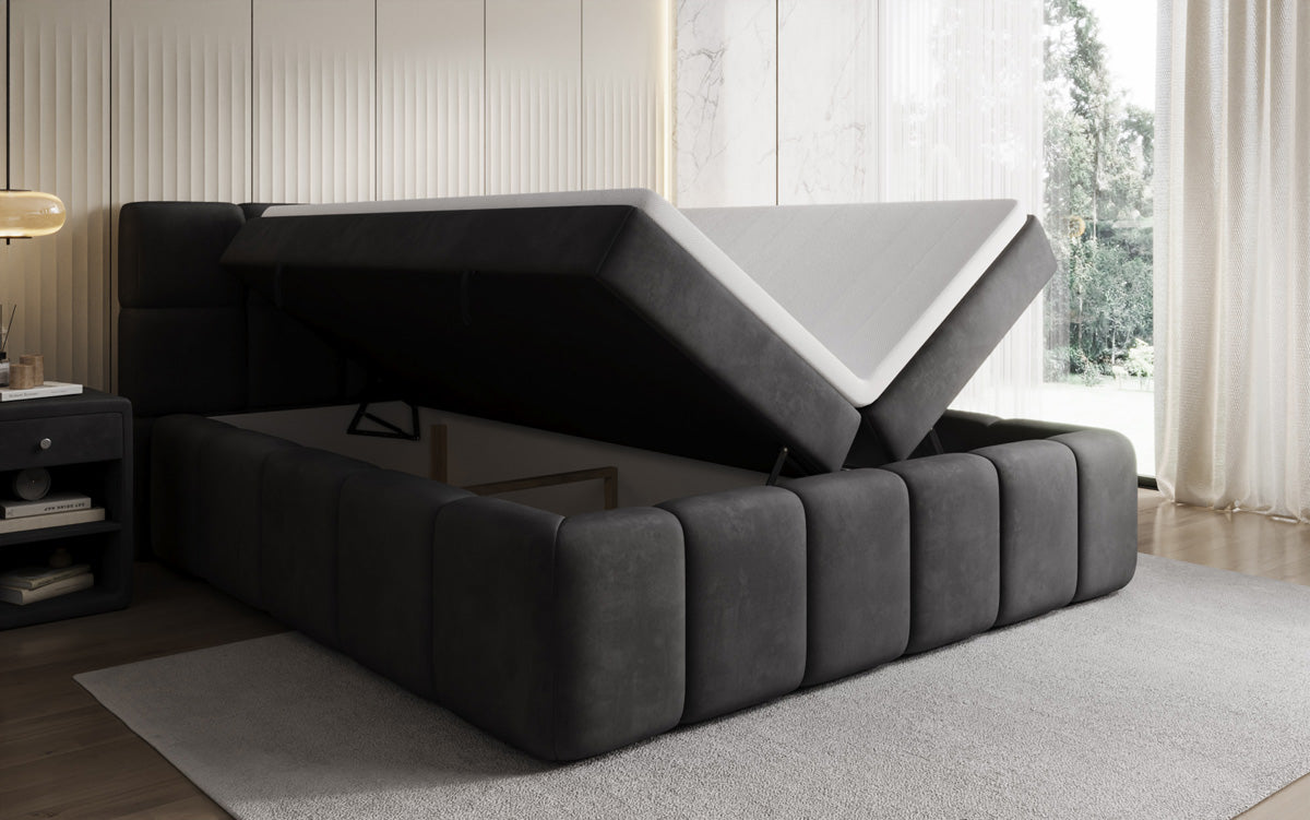 Bombo box spring bed with storage in velvet