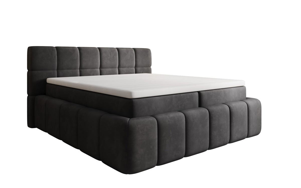 Bombo box spring bed with storage in velvet
