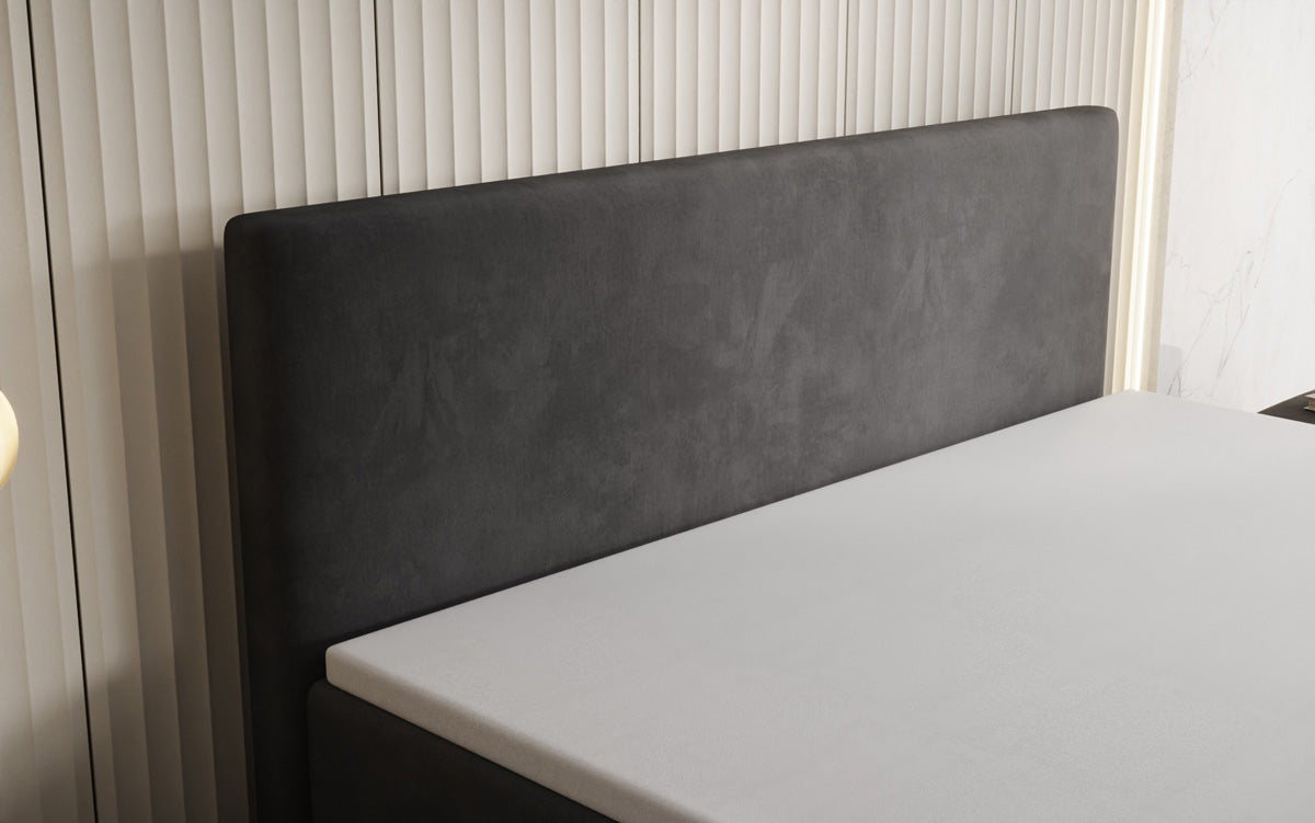 Kubo king box spring bed with storage in velvet