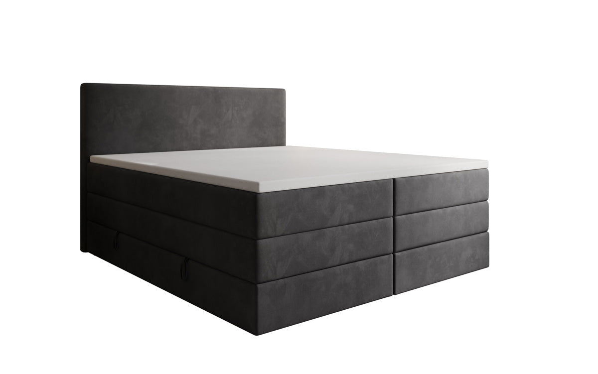 Kubo king box spring bed with storage in velvet