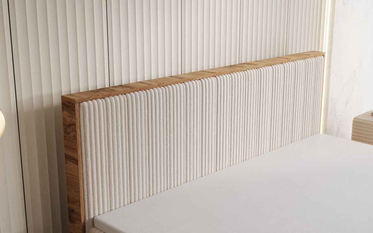 Box spring bed Timber Line in Corduroy with storage space