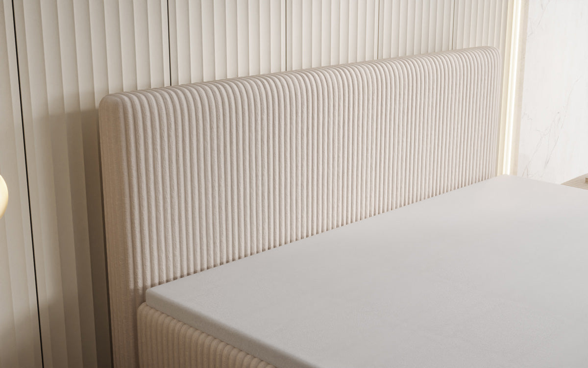 Box spring bed Kubo King in Corduroy with storage space