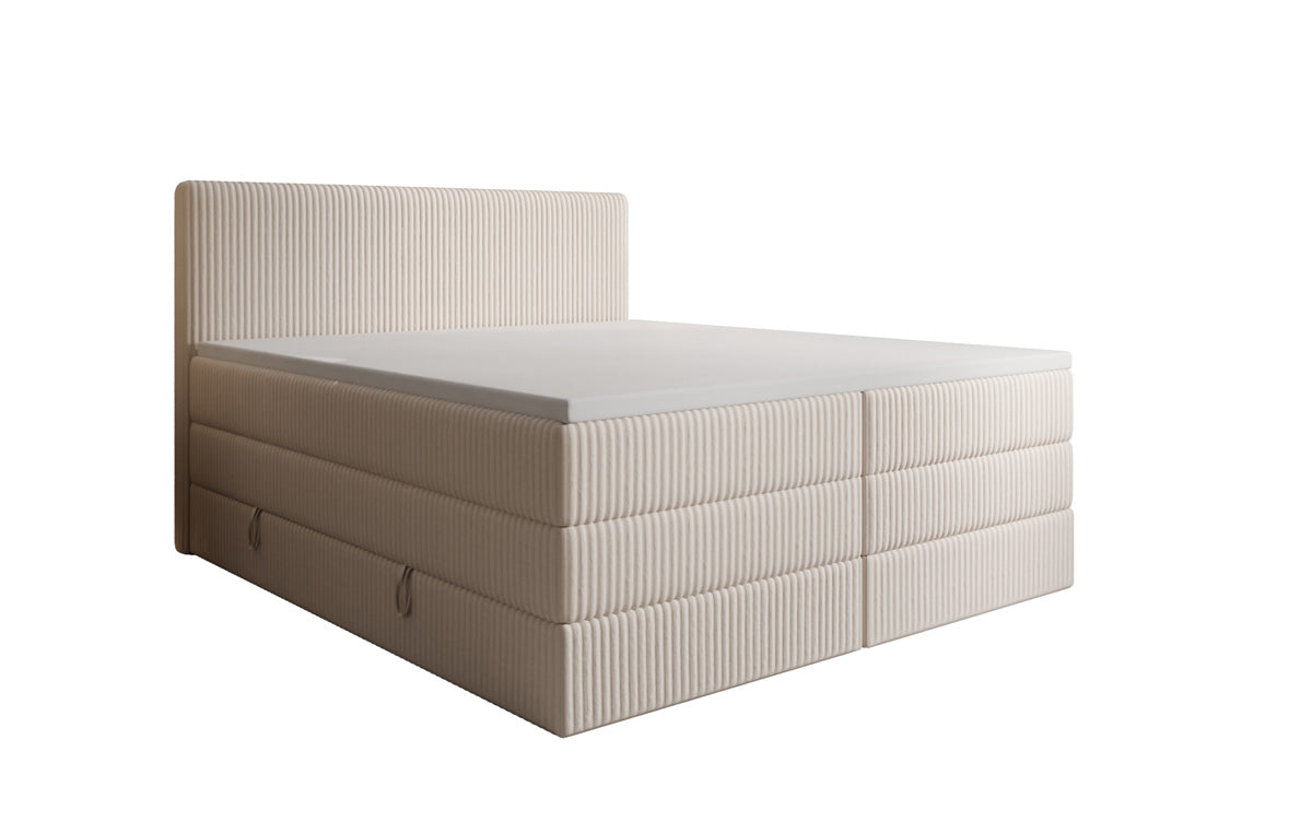 Box spring bed Kubo King in Corduroy with storage space