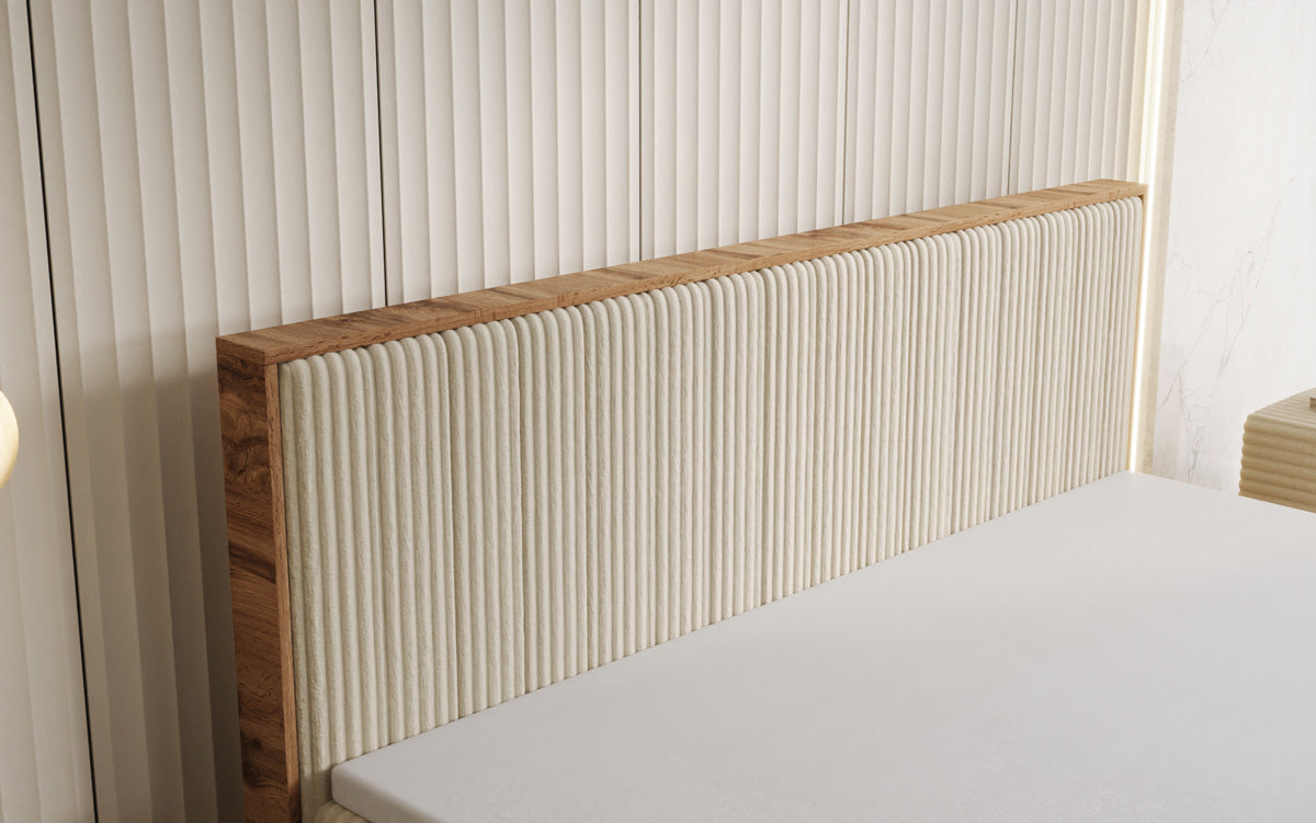 Box spring bed Timber Line in Corduroy with storage space