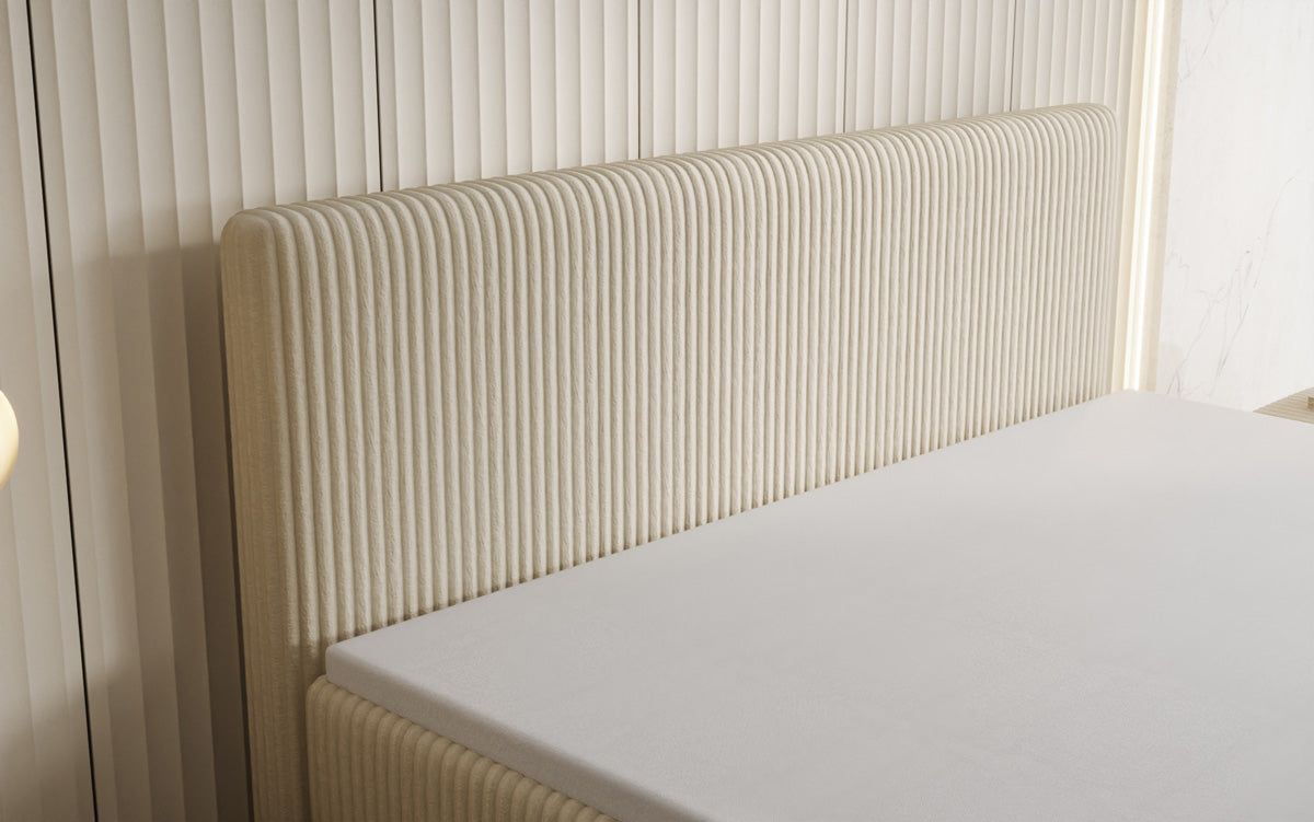 Box spring bed Kubo King in Corduroy with storage space
