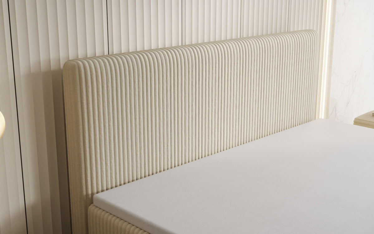 Box spring bed Kubo in Corduroy with storage space
