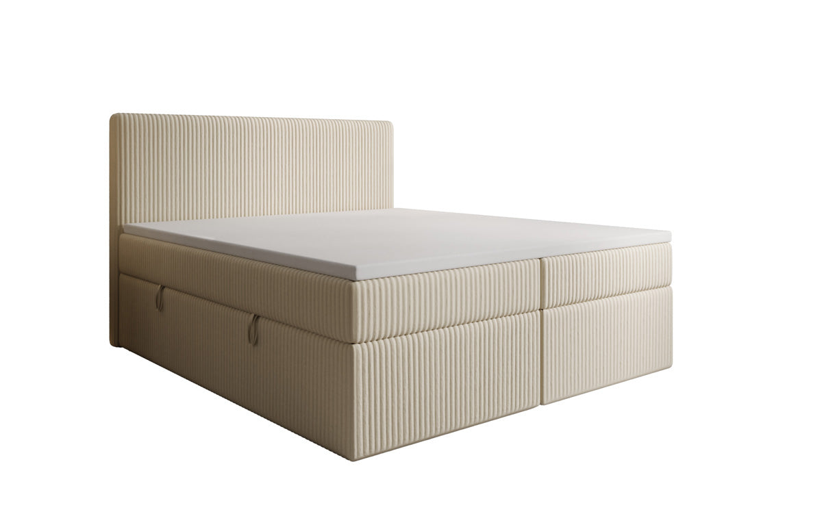 Box spring bed Kubo in Corduroy with storage space