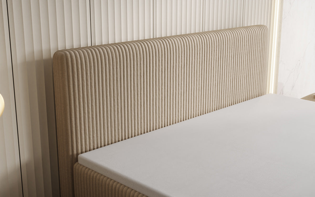 Box spring bed Kubo King in Corduroy with storage space