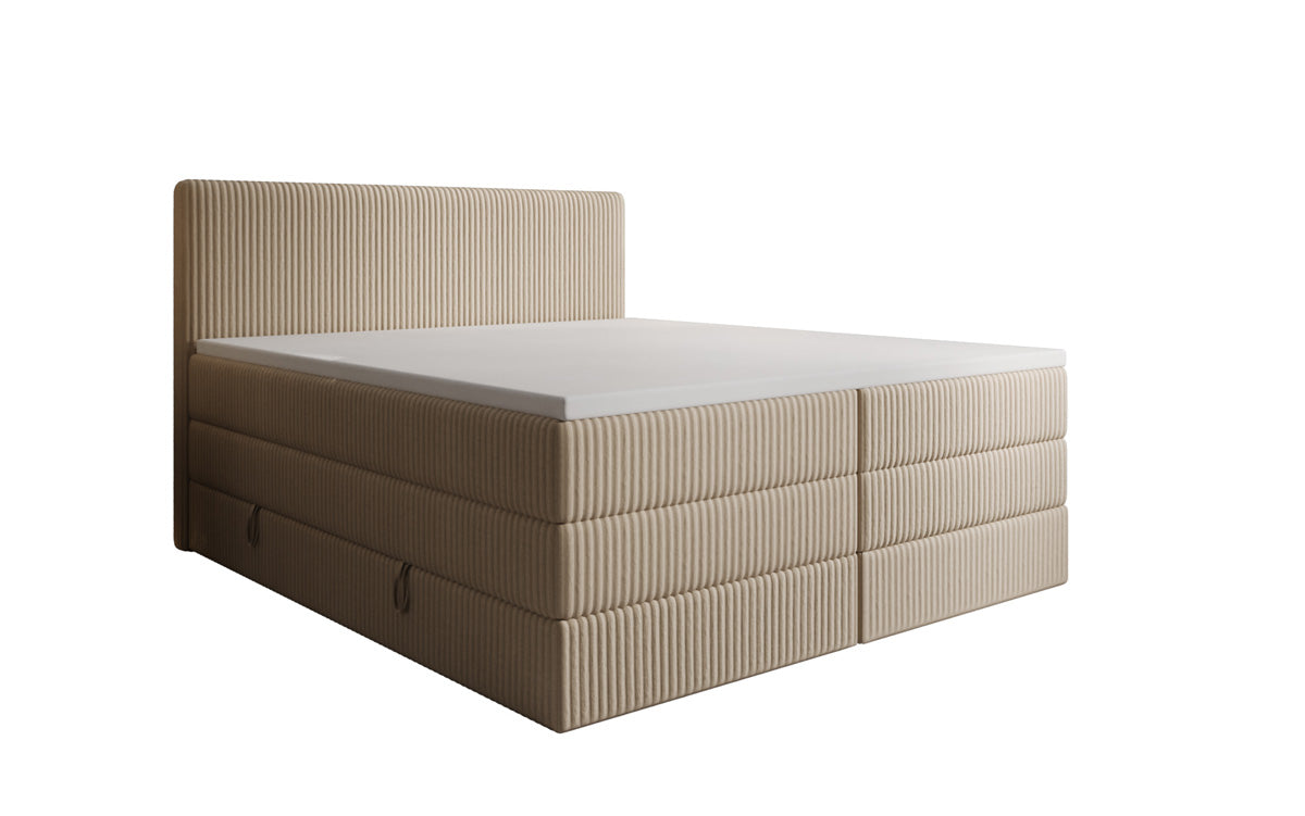 Box spring bed Kubo King in Corduroy with storage space